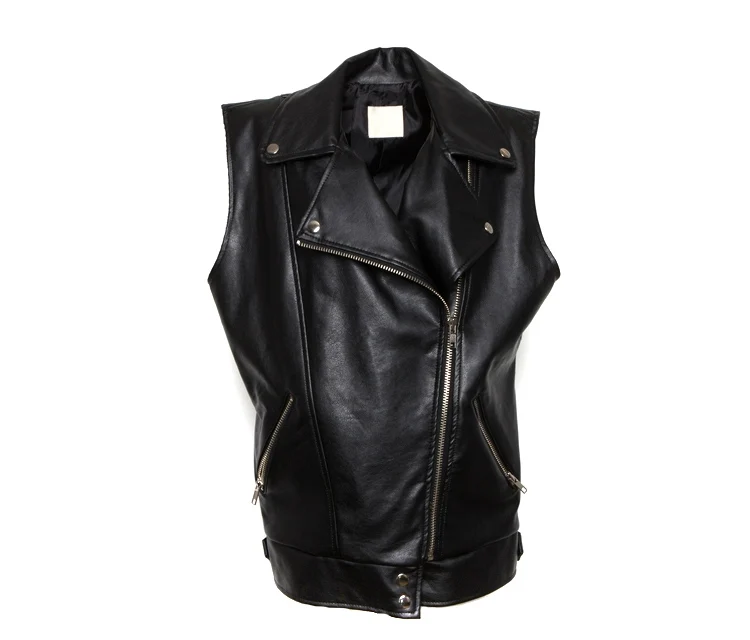Promo  Spring Leather Jacket Locomotive Jacket Women Sleeveless Cardigan Casaco Feminino Women Windbreaker