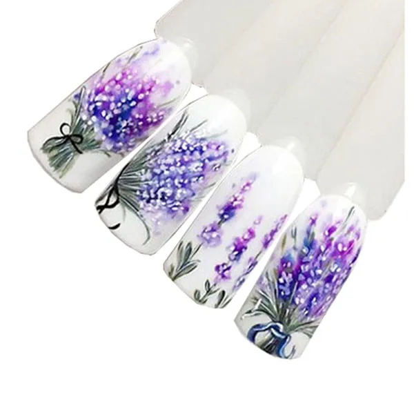 

Nail sticker water set Lavender Design Nail Art Foil Stickers Transfer Decal Tips Manicure nails foil W1