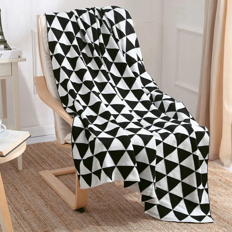 

New Cashmere Knitted Blanket and Bedspread Geometric Plaids on the Sofa Chair Soft Warm Spring Summer Throw Blankets for Beds