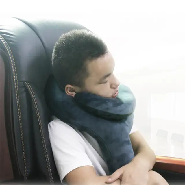 Comfortable Travel Neck Brace Pillow Inflatable Packable Neck Support Wrap For Flight travelin