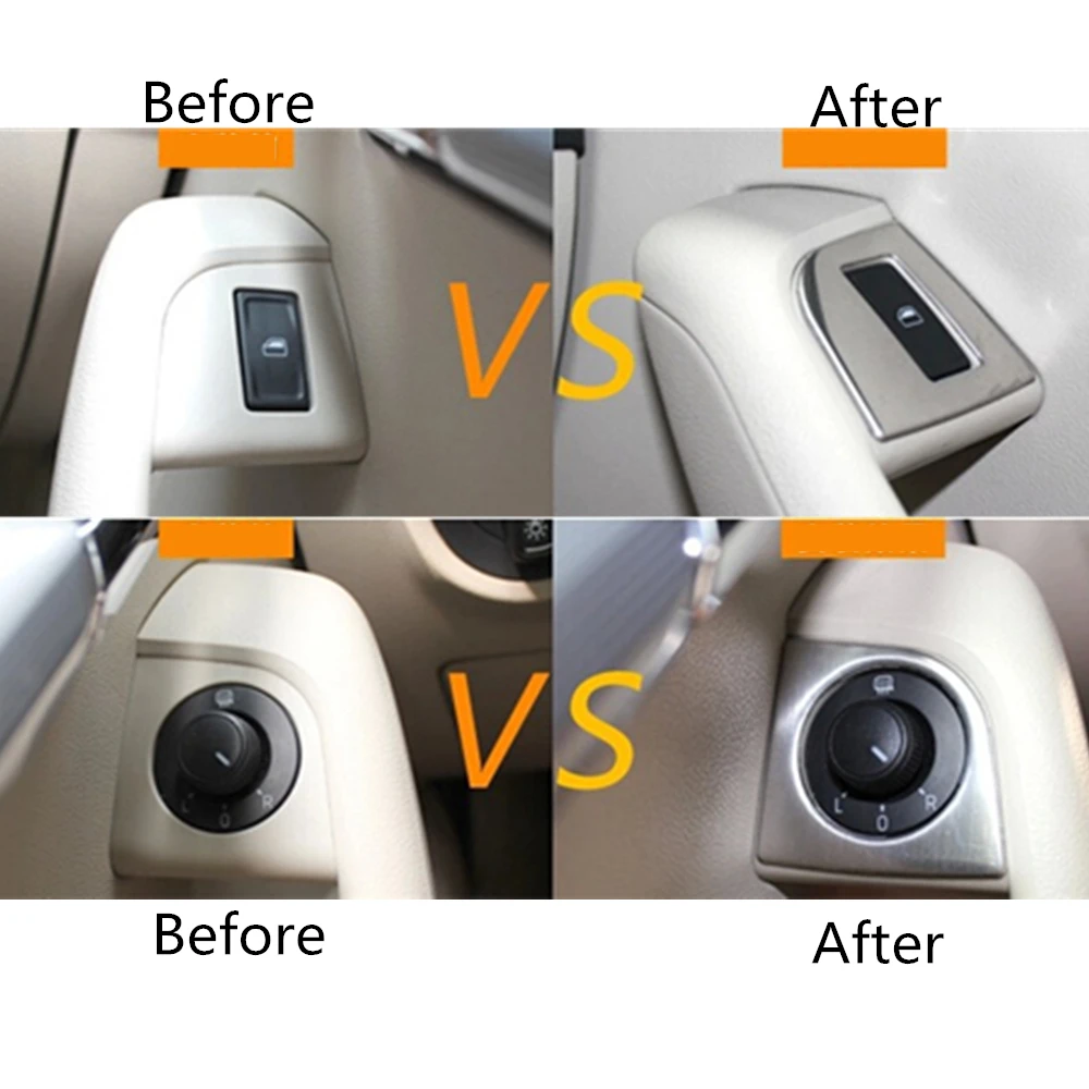 Для Skoda Octavia A7, нержавеющая сталь, автомобильный подлокотник, кнопка, декоративная отделка, авто аксессуары, наклейки, 4 шт. в комплекте, для автомобиля-Стайлинг