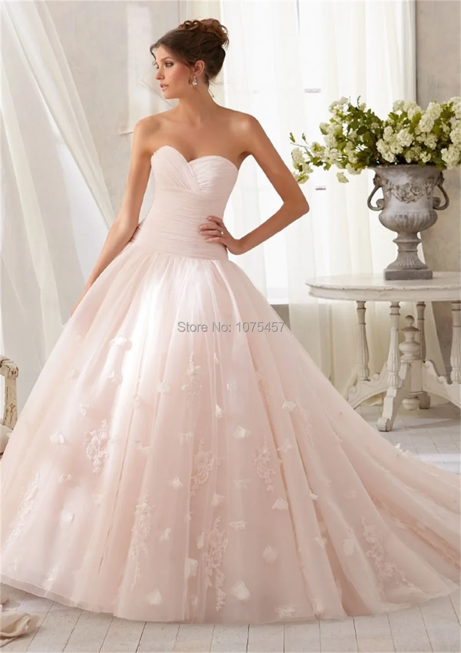 Blush Pink Wedding Dresses Ball Gown