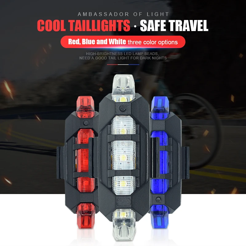 

Bicycle Taillight Rechargeable Rear light Bicycle LED USB Tail Safety Warning Bicycle light waterproof Light For Cycling Bicycle