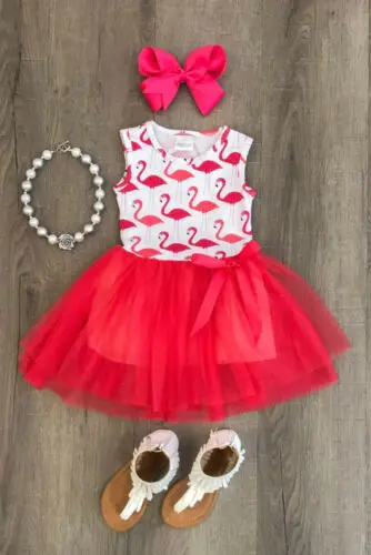 

2019 Newborn Kids Baby Girls Flamingo Dress Clothes Outfits Cute Printed Soft Comfortable High Quality Sundress Hot Selling