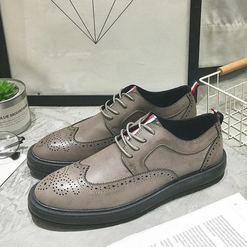 Audorci/; модные мужские туфли на плоской подошве из искусственной кожи ручной работы; мужские мокасины из мягкой кожи; Высококачественная Мужская обувь; размеры 38-44 - Цвет: Gray