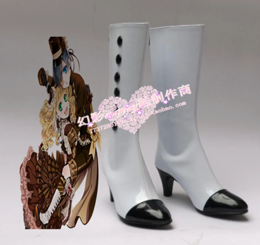 

Black Butler Ciel Phantomhive White Long Cosplay Shoes Boots H016