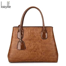 LAZYLIFE Винтаж крокодил узор из искусственной кожи дамы сумки для женщин курьерские Сумки через плечо сумка