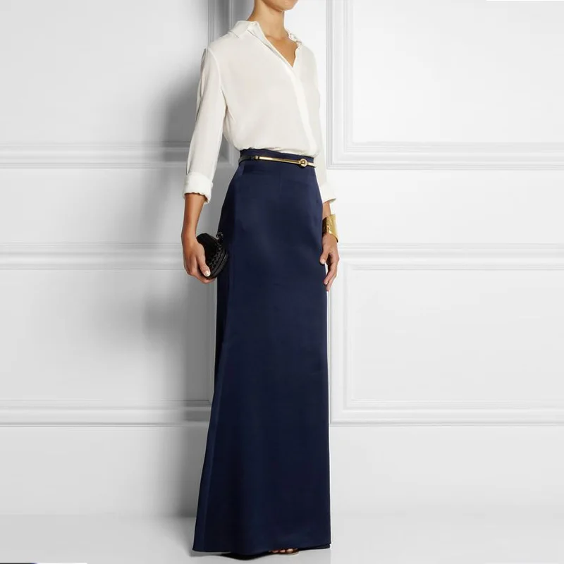 Buy Dark Blue Formal Women Long Skirts 2016 Hot