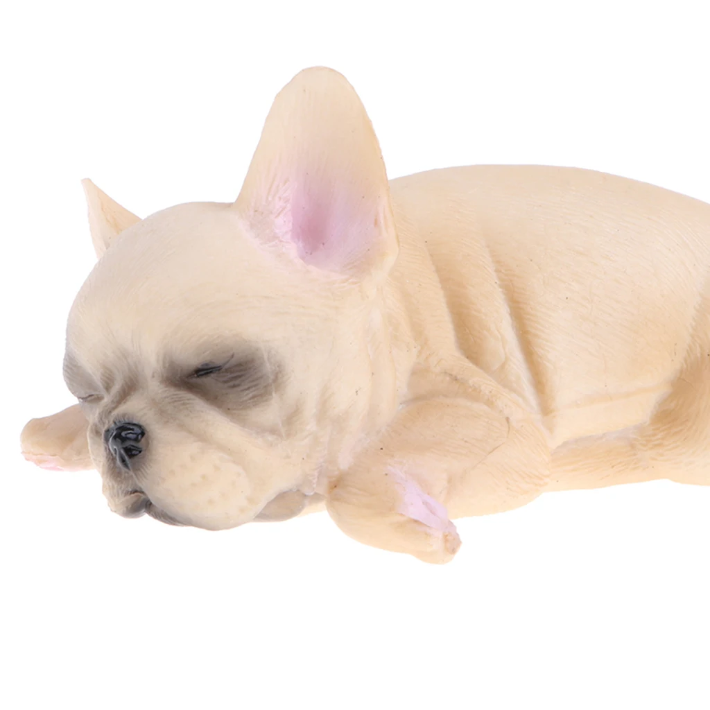 2x Sleeping Little French Bulldog Dog Animals Action Figure Pet Dog Wild/Farm Animal Models Educational Nature Toy