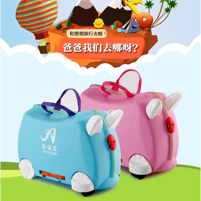 

Fashion creative locker boy girl baby cars Toy box luggage suitcase Pull rod box Can sit to ride Check box children holiday gift