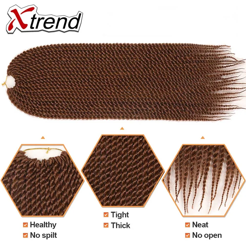 Накладные пряди из сенегальских волос Xtrend 14 18 22 дюйма 30 корней синтетические