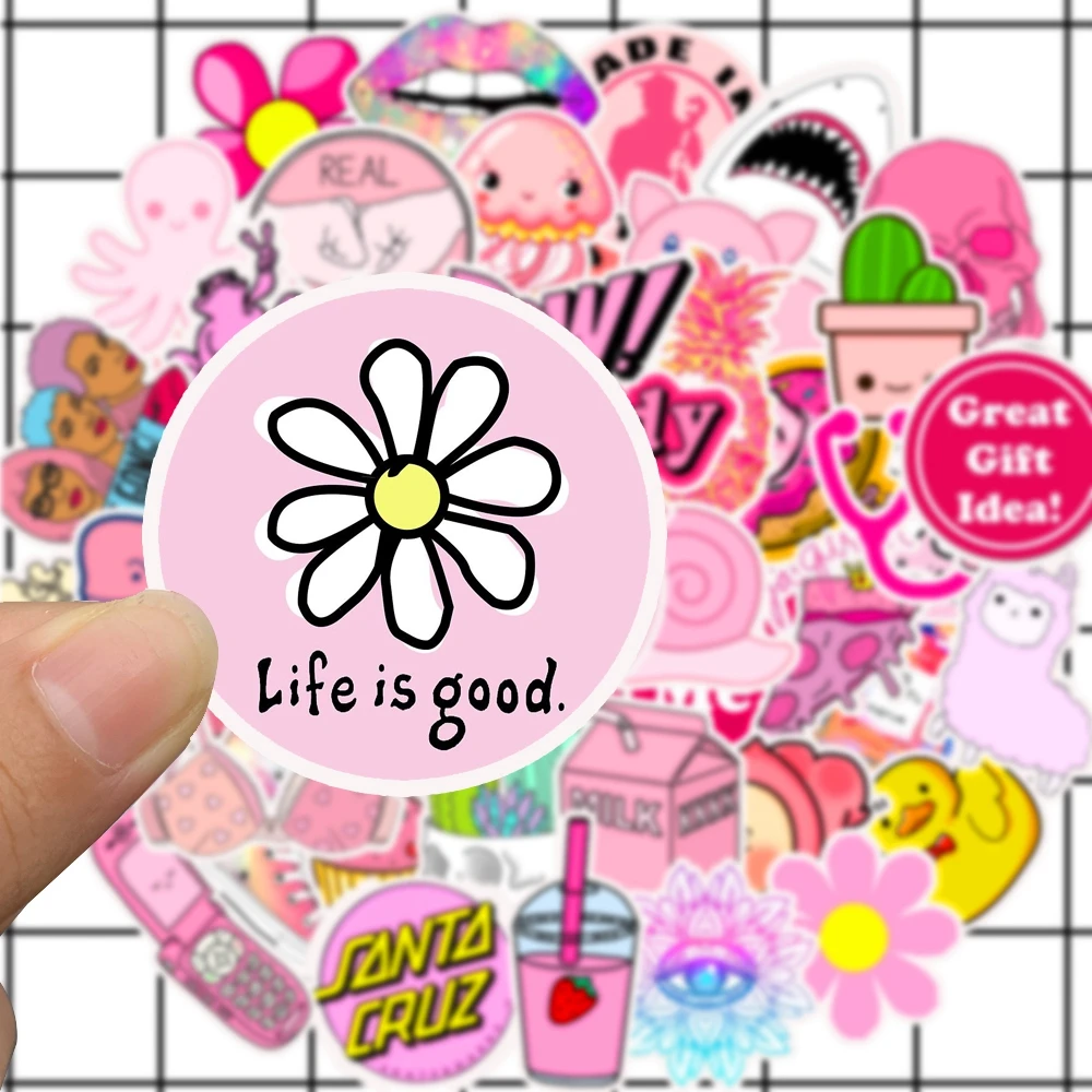 50pcs/Pack Kawaii Cute Pink Graffiti Stickers For Car Laptop PVC Backpack Home Decal Pad Bicycle phone waterproof Decal 50pcs/Pack Kawaii Cute Pink Graffiti Stickers For Car Laptop PVC Backpack Home Decal Pad Bicycle phone waterproof Decal