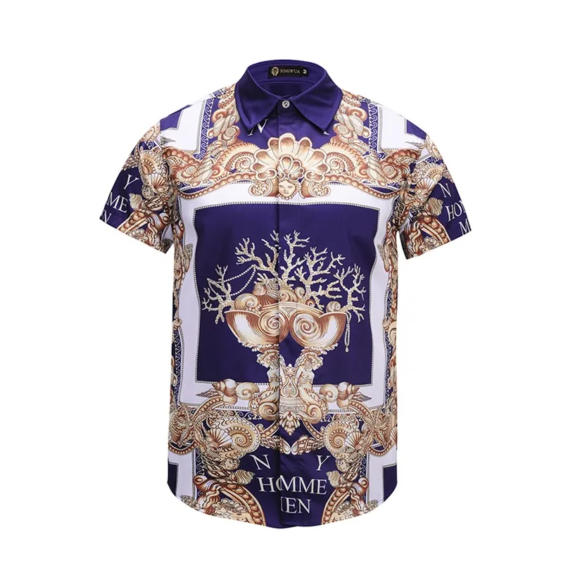 Мужская рубашка 2019 Fioral Shirt Женская Camisas Femininas с коротким рукавом Frete Gratis Летняя мода Повседневная Slim Fit уличный стиль для мужчин