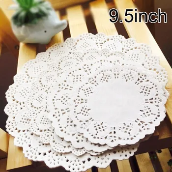 

200pcs 9.5inch 24cm Romantic Embossed Round Paper doily Cake Doilies Disposable Party Tableware Paper Doily