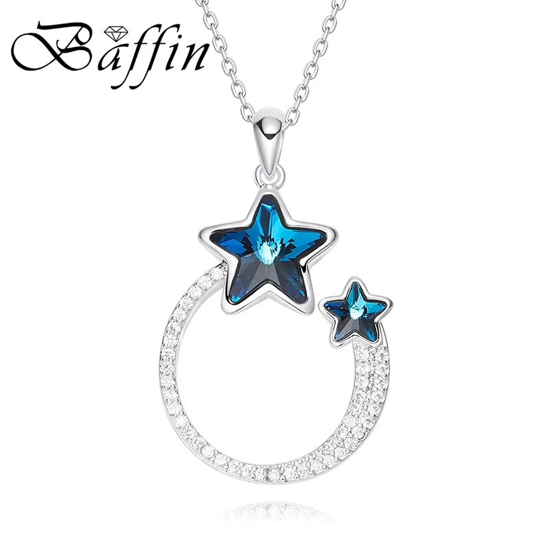 

BAFFIN Romantic Crystals From Austria Blue Stars Pendant Necklace Silver Color Chain Collares For Women Mother's Day Gifts