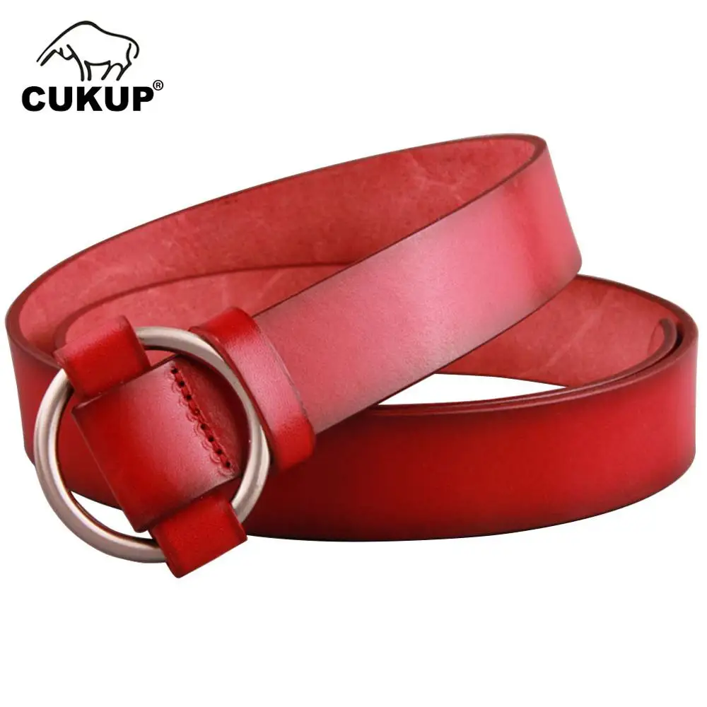 

CUKUP Ladies Leather Belts Novelty Pin Buckle Retro Styles Cow Genuine Belts Woman designer Belts Women High Quality NCK449
