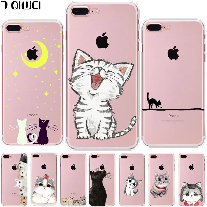 

Case sFor Apple iPhone XS XR iPhone7 7Plus 8 8Plus 6S 6 6Plus 6SPlus 5 5S SE XS Max X S Cover Cat Silicone Soft TPU Clear XSMAX