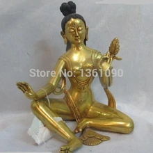 Xd 00657 Непал Удивительный Sacred Фиолетовый Бронзовый 24 К Золото Кван-инь Богиня Статуя Будды