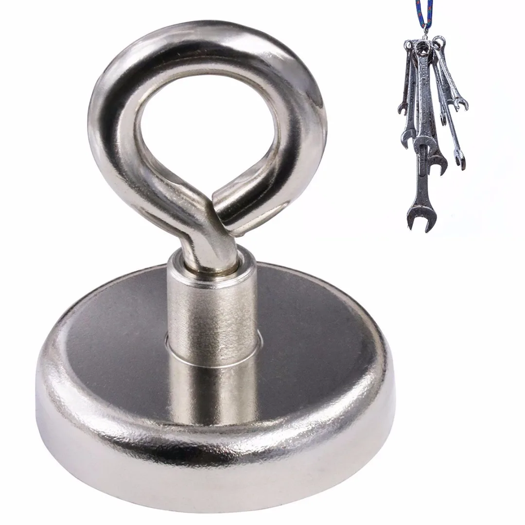 

1pc 48mm Super Strong Rare Earth Round Neodymium Magnet Eyebolt River Fishing Hanging Recovery Detector Magnets Mayitr