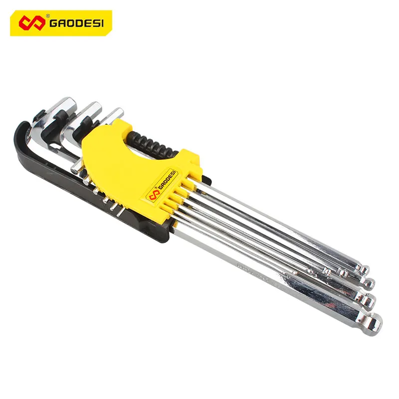 9PC Metric Mirror Ball Ended Mini Hexagon Hex Allen Key Wrench Set CR V Wrench Spanner Torque