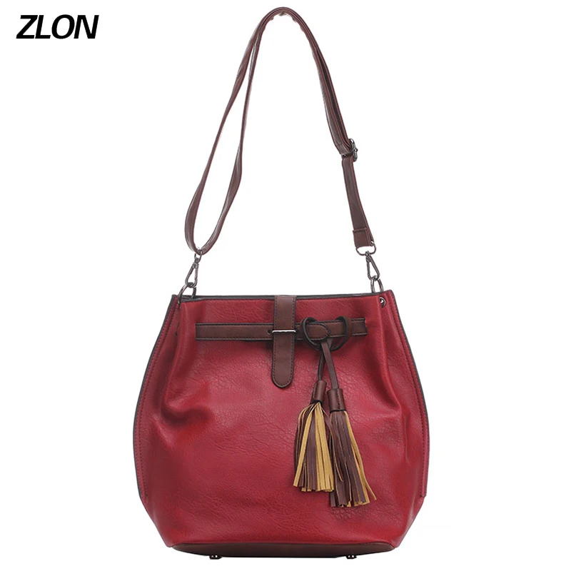 Женская сумка ведро ZLON модная вместительная мессенджер из натуральной кожи | Сумки с ручками -32826270353