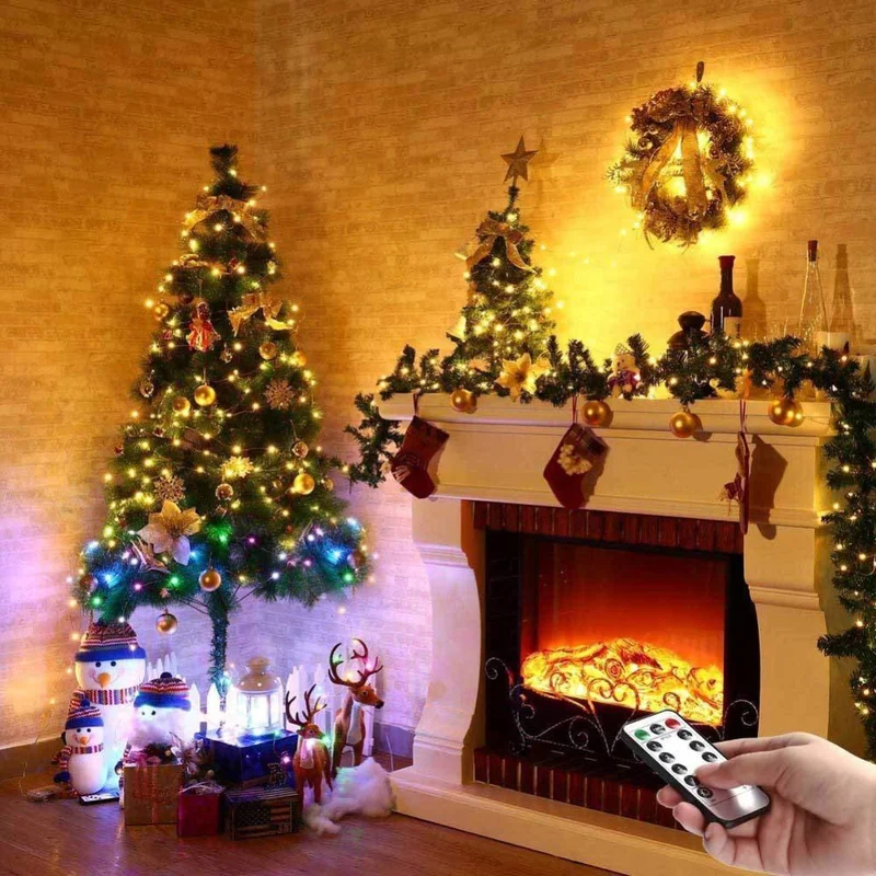 100 светодиодный s Рождественская гирлянда, медный провод, светодиодный светильник-гирлянда, сказочные огни для дома, новогоднее, рождественское, свадебное украшение