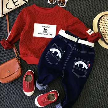 

new spring boy and girl suits cotton print clothes+smlie eyes trousers 2pcs children set fashion&active style for soprt&party