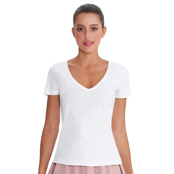 

2 pcs/3pcs pack cotton spandex summer woman T-shirt V-neck short sleeve t shirts for girls bottoming basic undershirt M30147