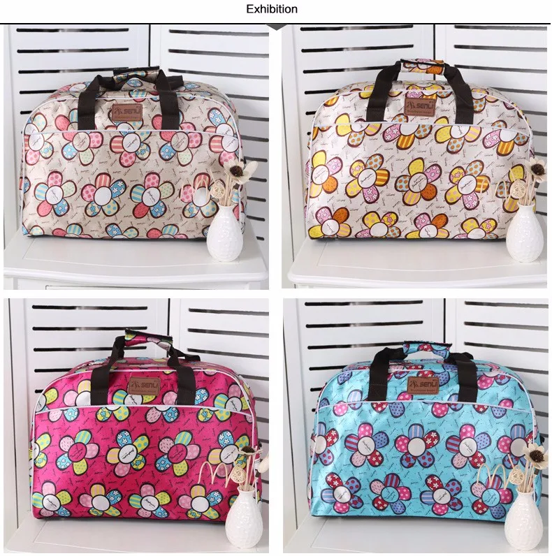 Корейский стиль модные женские дорожные сумки большой емкости Женские багажные дорожные сумки с цветочным принтом вещевые сумки PT741