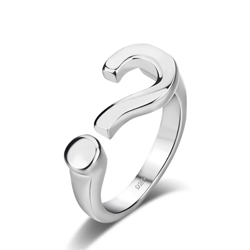 

Fashion women sterling silver ring.Personality question mark ring can be adjusted.Solid 925 silver ring.Charming lady jewelry