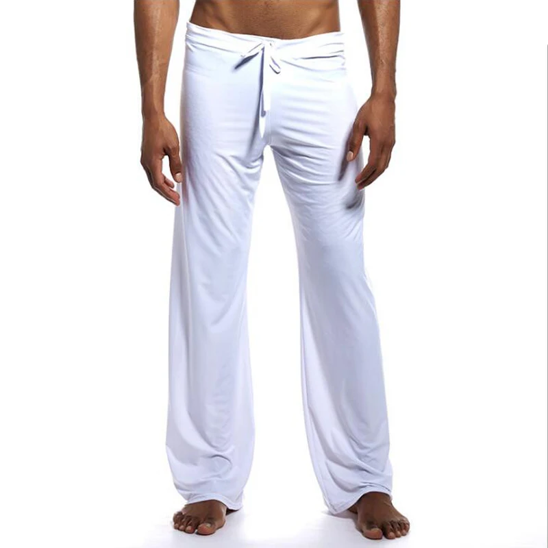 

Mens Ice Silk Smooth Casual Lounge Pajama Loose Jogger Gym Workout Yoga Pants Drawstring Summer