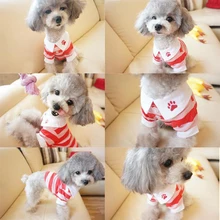 Милый полосатый жилет для маленьких собак, хлопковая одежда для щенков, летняя футболка в полоску для чихуахуа