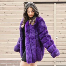 CX-G-A-219 роскошный дизайн высокое качество натурального меха лисы пальто~ груза падения