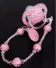 Free Shipping candy rhinestone Baby pink Pacifier Maternity Child Teething bling bling Pacifier 88Orthodontic Soother BPA 0% 3M+