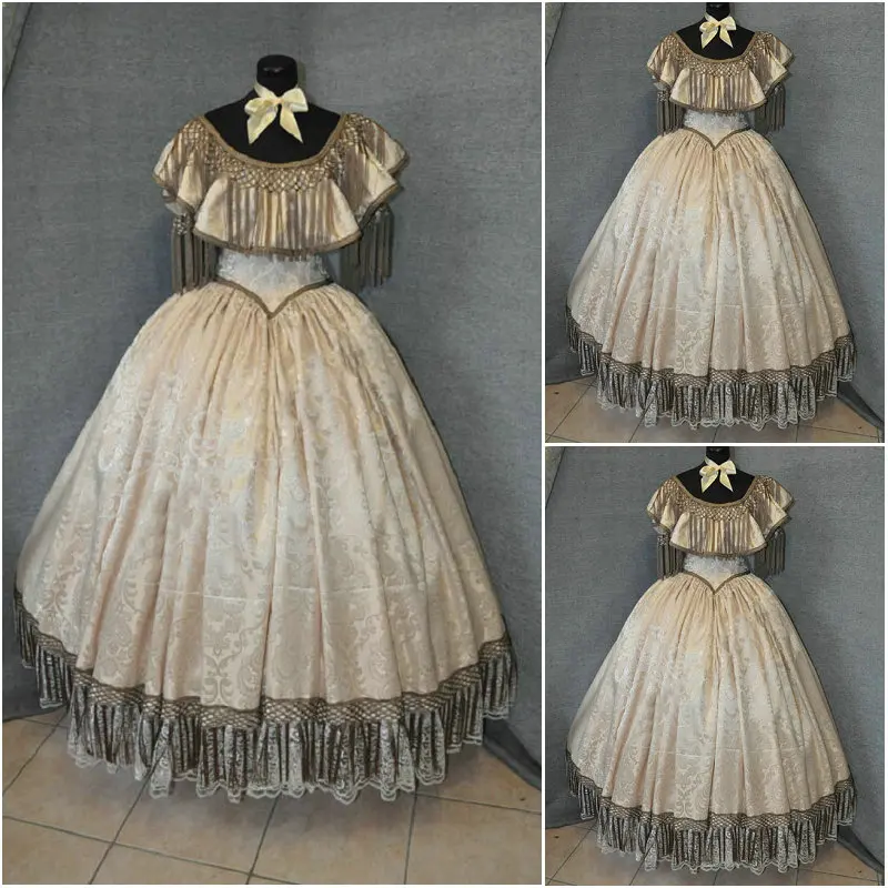 

History!On sale!Vintage Costumes Victorian Dresses 1860s Civil War Southern Belle dress Marie Antoinette dresses US4-36 C-742