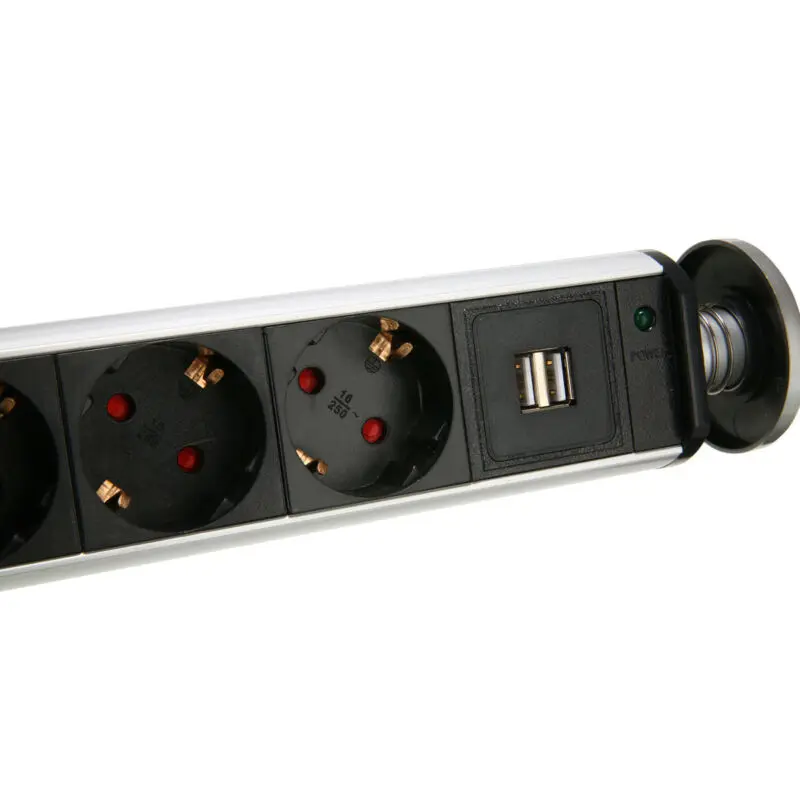 

USB Port Socket 110-250V EU Plug Electrical Extension Cord Outlet Connection Portable Accessories Aluminum alloy