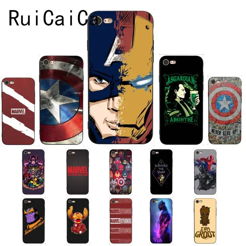 Ruicaica Marvel мстители капитан Железный человек супер герой мягкий черный чехол для