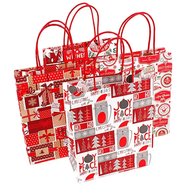 christmas style shopping bag clothes xmas gift candy packaging tote grocery shopping organizer