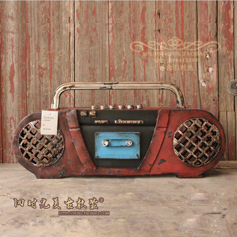 Vintage Handmade Old Radio Iron Crafts Decoration Model Photography