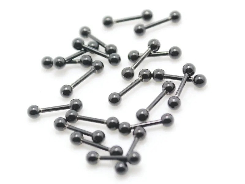 

10pcs black color steel small earrings barbell ear bars studs body piercing jewelry