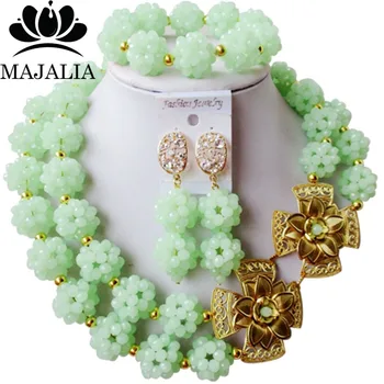 

Majalia Fashion Nigerian Wedding African Jewelry Set Mint green Crystal Bead Necklace Bride Jewelry Sets Free Shipping 2JS084