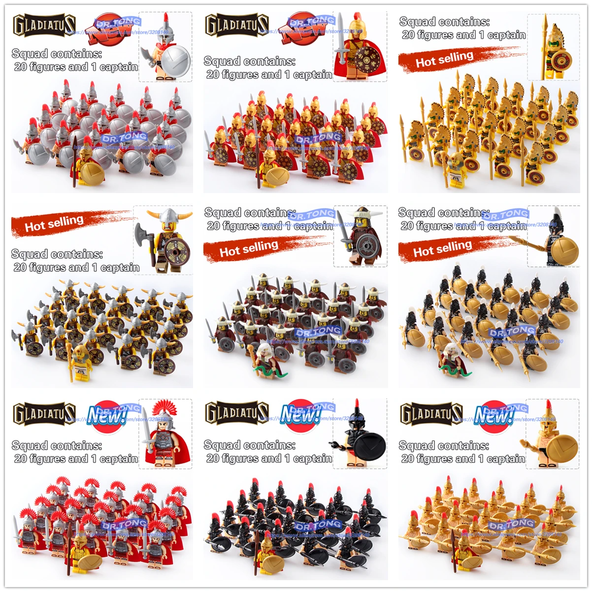 Online El dr. TONG 21 unids lote Gladiatus guerreros Roma luchadores Medieval juego Castle Knights bloques de construcción de ladrillo Juguetes