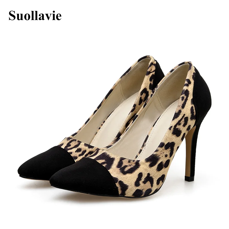 

2019 New Leopard Women's Pumps Shallow Slip-On Flock Rome Thin High Heel Sexy Pointed Toe Ladies Party Shoes Women's Shoes