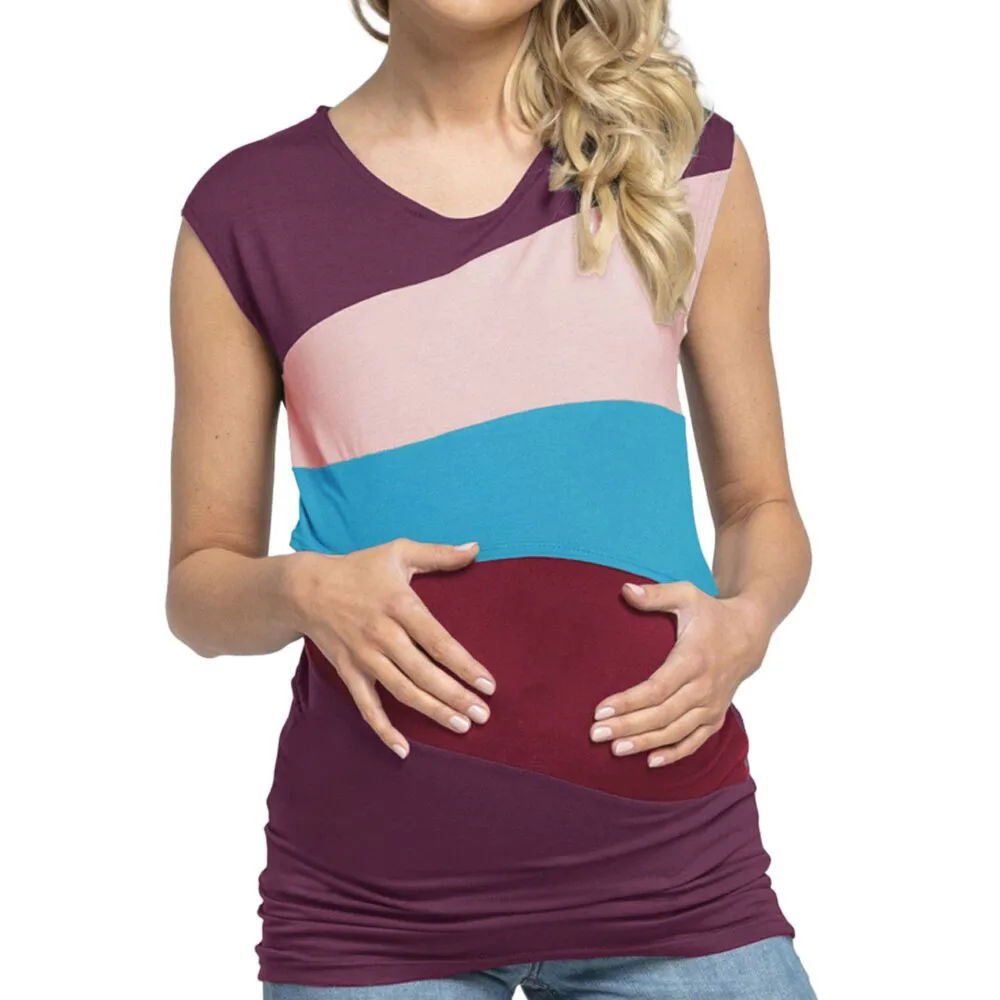Для женщин средства ухода за кожей для будущих мам кормящих обёрточная бумага топ цвет блок двухслойная блузка Футболка мягкие удобные