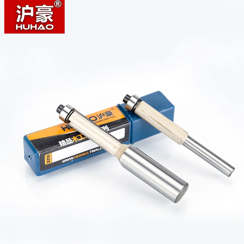 HUHAO 1pcs 1/4&quot 1/2&quot Shank Flush Trim Router Bits for wood Trimming Cutters with bearing woodworking tool endmill milling cutter|router bits