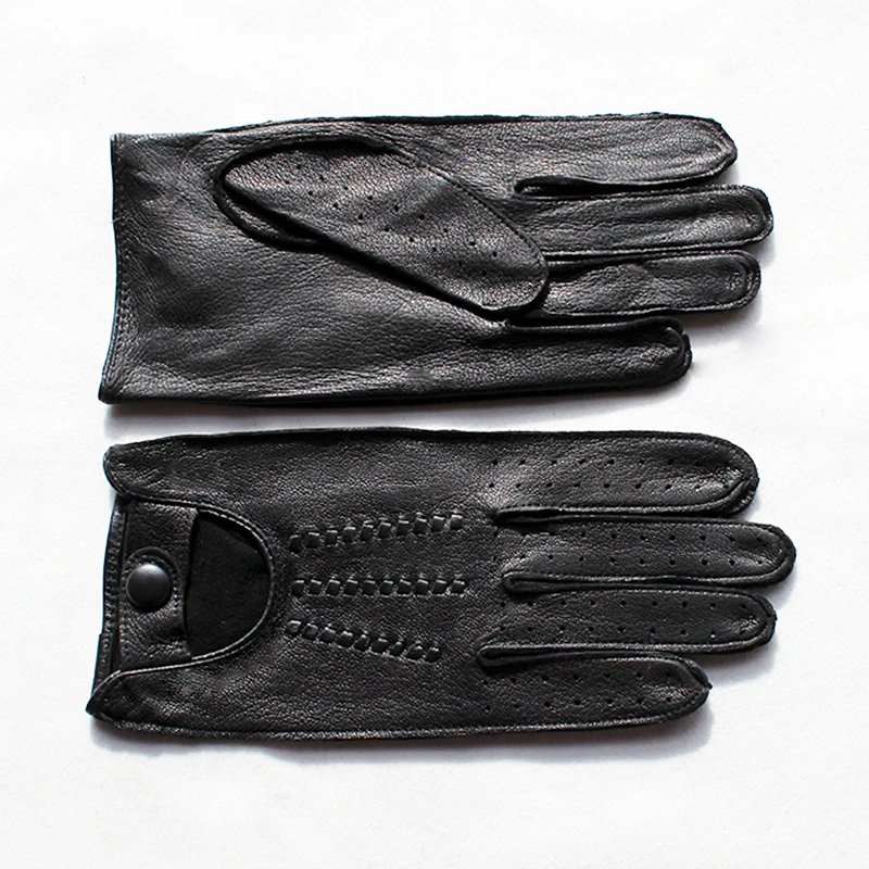 Кожаные перчатки из оленьей кожи мужские для вождения тонкие без подкладки Новые Модные полые стильные весенние и летние уличные спортивные перчатки для вождения
