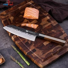 FINDKING 7 дюймов шеф-повара из нержавеющей Сталь ножи одетый Сталь японский профессиональный восьмиугольная Ручка суши Ножи Кухня Santoku Ножи