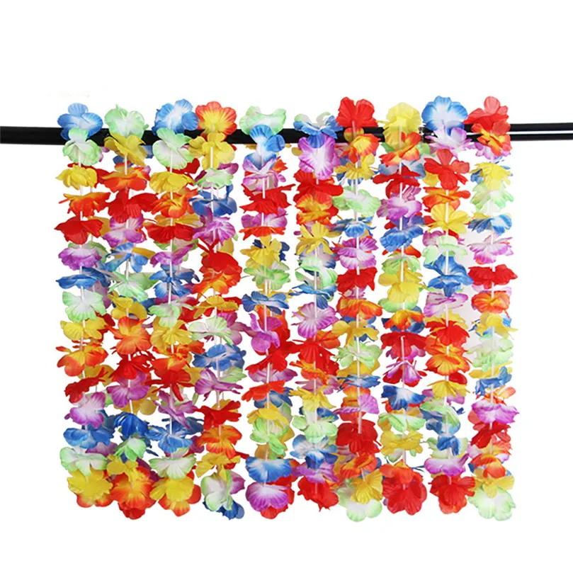 1pc garland Counts Tropical Hawaiian Flower Lei Party Favors Holiday DIY Decorations Fake flower wreath garland #4m08 (2)