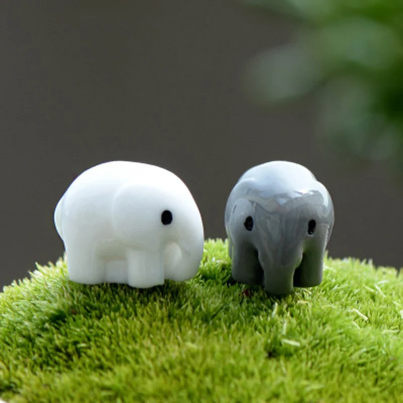 

ZOCDOU 2 Pieces Thailand Elephant Animal Model Small Statue Figurine Micro Crafts Ornament Miniatures DIY Home Room Garden Decor