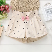 Лидер продаж, летние короткие штаны для маленьких девочек хлопковая детская одежда ярких цветов с принтом сердца и бантом, брюки шорты для девочек повседневная детская одежда